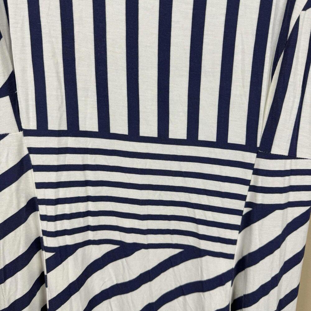 Peter Som Design Nation Striped Ivory Navy Maxi Dress- Women Size‎ Medium - Picture 4 of 5
